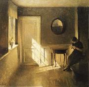 Peter ilsted Interior with Girl Reading oil painting artist